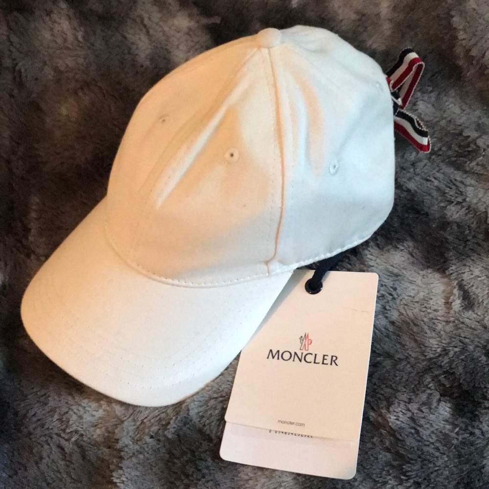 NWT Moncler White Baseball Cap Lace Back One Size